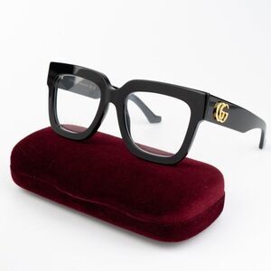 NEW Gucci GG1549O 001 Black Grey Square Women Eyeglasses